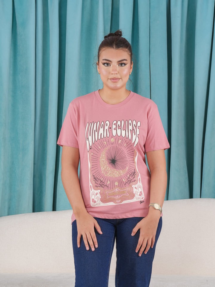 Women's Casual T-Shirt -  Lunar Ecilipse Printed