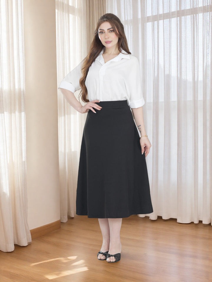 Women Elegant A-Line Midi Skirt
