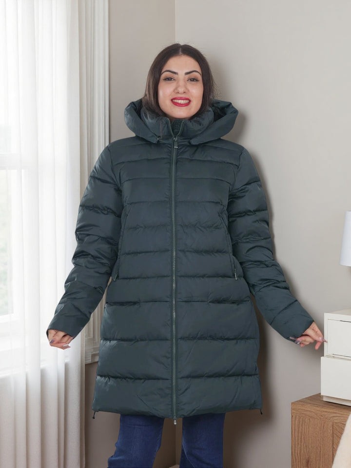 Women’s Long Puffer Jacket with Hood – Ultra Warm Winter Coat  Finelook