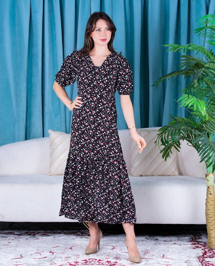 Short Sleeves Floral Summer Dress - Finelook