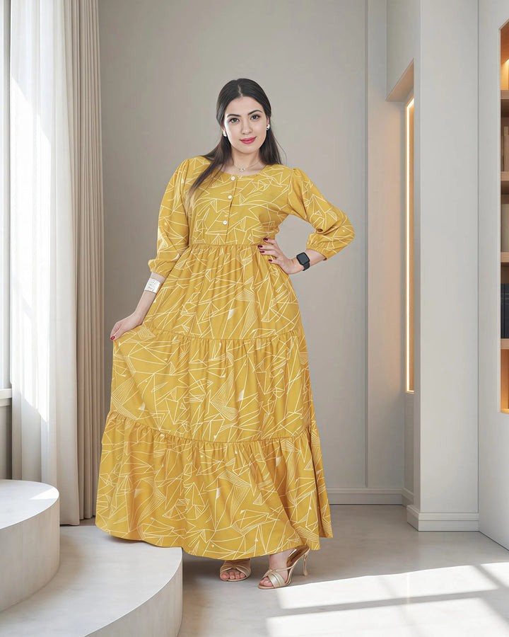 Women Yellow Long Maxi Dress