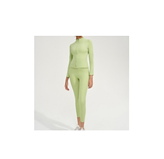 Women's 2 pc Long Sleeve Zipper with high waist Leggings - Workout Set