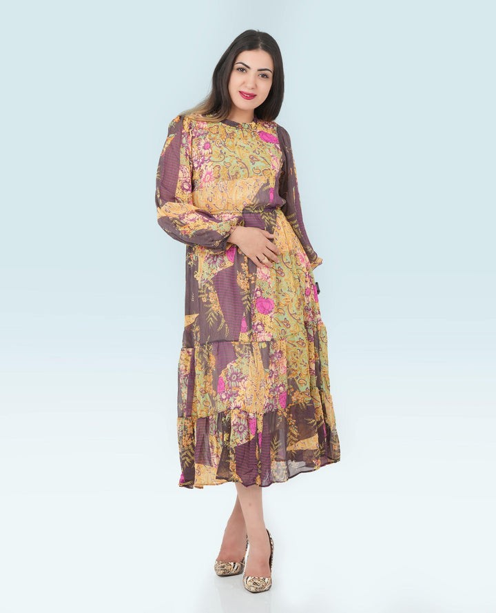 Floral Printed Long Dress for Women - Finelook