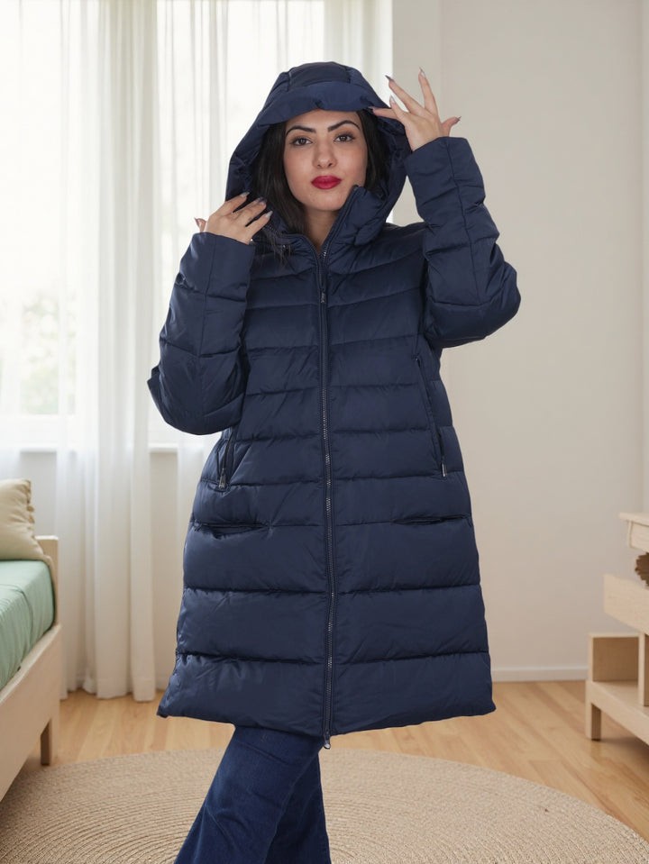 Women’s Long Puffer Jacket with Hood – Ultra Warm Winter Coat  Finelook